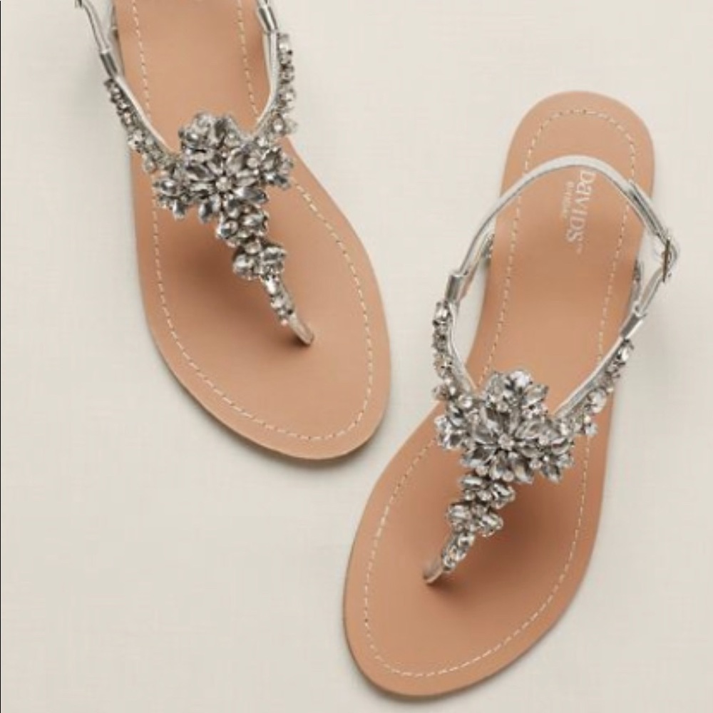 David's Bridal Jeweled T Strap Sandal